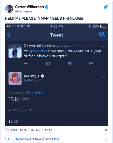 Carter Wilkerson and Wendys Tweet, Word of Mouth Advertising | ADventure Marketing Digital Marketing Agency Tampa