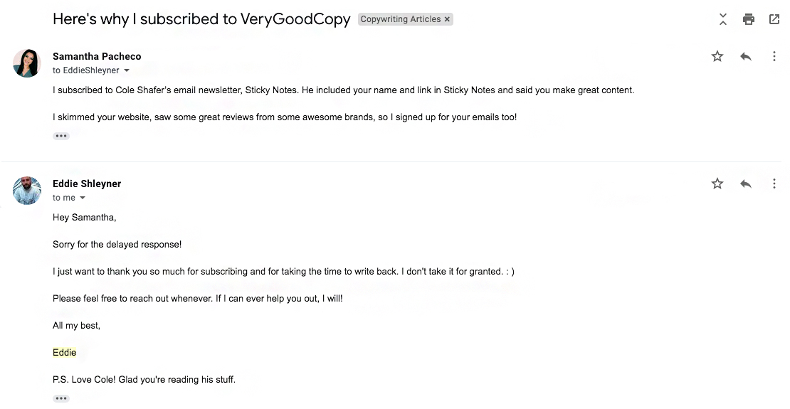 VeryGoodCopy Email Marketing Example | ADventure Marketing Tampa